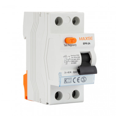 Interrupteur Différentiel Industriel Haute Immunité 2P-300mA 40A-Classe A-10kA MAXGE