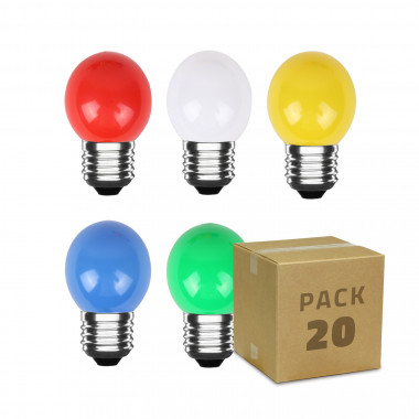 Pack of 20u 3W E27 G45 Coloured LED Bulbs 300lm