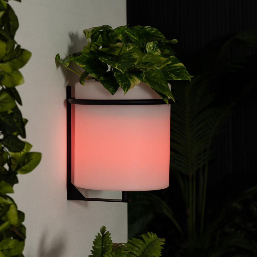 Produit de Lampe Murale LED Extérieure Jardinière RGBW 22cm Rechargeable IP65 