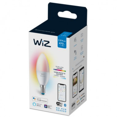 Product van Slimme LED Lamp E14 4.9W 470 lm C37 WiFi + Bluetooth Regulable RGB+CCT WIZ 