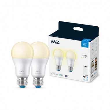 Product of Pack of 2u 8W E27 A60 Smart WiFi + Bluetooth WIZ Dimmable LED Bulbs 