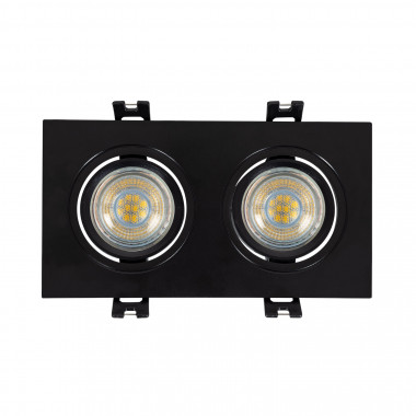 Prodotto da Portafaretto Downlight Quadrato Basculante per due Lampadine LED GU10 / GU5.3 Foro 75x150 mm