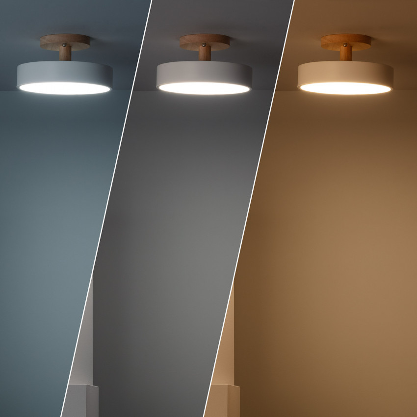 Product van LED Plafondlamp 12W van Hout en Metaal LED CCT Selecteerbaar Whisty  