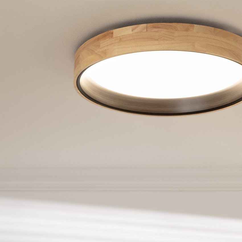 Product van Plafondlamp LED 30W Rond Hout Ø570mm CCT Selecteerbaar Dari