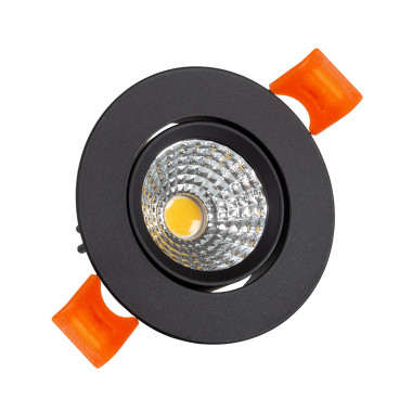 Produit de Spot LED Downlight COB Rond Orientable 3W Noir CRI92 Expert Color No Flicker Coupe Ø 55mm