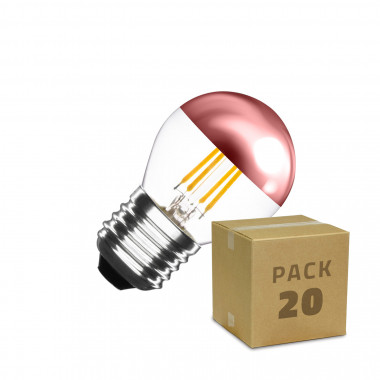 Doos met 20St LED Lampen E27 Dimbaar Filament Koper Reflecterend Klein Klassiek G45 4W Warm Wit