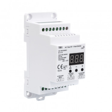 Product Universal TRIAC RF/Pushbutton LED Dimmer for DIN Rail