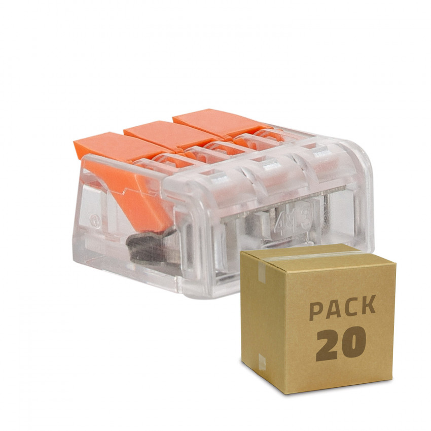Prodotto da Pack 20 Connettori Rapidi 3 Ingressi per Cavo Elettrico 0.08-4 mm²