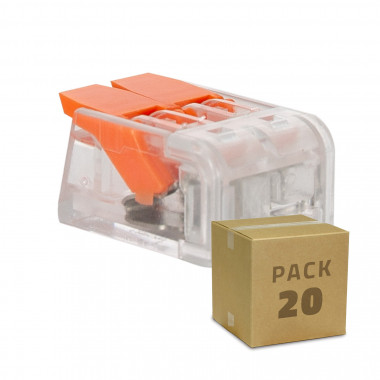Pack da 20 Connettori Rapidi 2 Ingressi per Cavo Elettrico 0.08-4 mm²