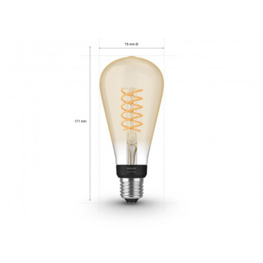 Product van LED Lamp Filament  E27 7W 550 lm ST72 PHILIPS Hue White Edison