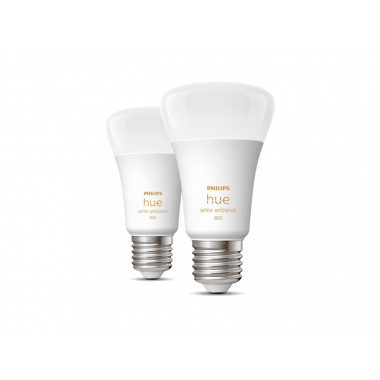 2er Pack LED-Glühbirnen Smart E27 6W 570 lm A60 PHILIPS Hue White