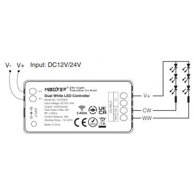 Produkt od Stmívač Přijímač LED CCT 12/24V DC MiBoxer FUT035S