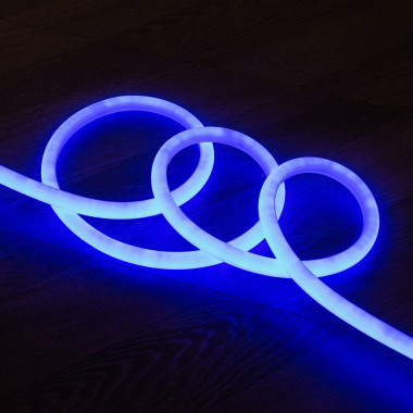 Neon LED Pásek 220V AC 120LED/m IP67 Kruhové 360 Střih každých 100cm Stmívatelný Modrá