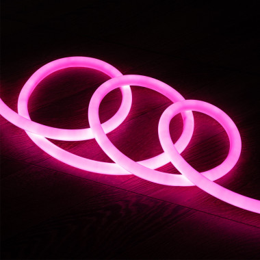 Neon LED Pásek 220V AC 120LED/m IP67 Kruhové 360 Střih každých 100cm Stmívatelný Růžová