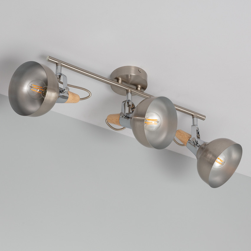 Product van Zilveren verstelbare Emer plafondlamp met 3 spotlights