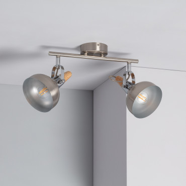 Product Emery Adjustable Aluminium 2 Spotlight Ceiling Lamp in Silver