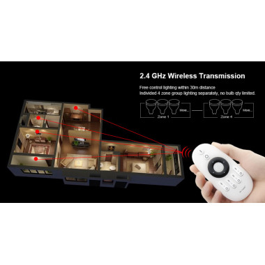 Produkt von Controller Dimmer Einfarbig 12/24V DC + Fernbedienung RF 4 Zonen MiBoxer