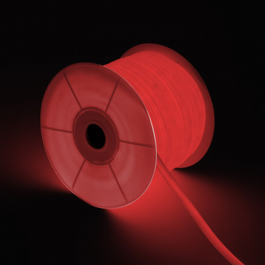 Bobine Néon LED Flexible 360º Rond Dimmable 220V AC 120LED/m IP67 Rouge 50 Mètres sur Mesure Coupe Tous les 100cm
