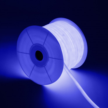 Bobina Striscia LED Neon Regolabile 220V AC 120 LED/m 50 m Circolare 360  Azzurro IP67 su Misura Taglio ad ogni 100 cm - Ledkia