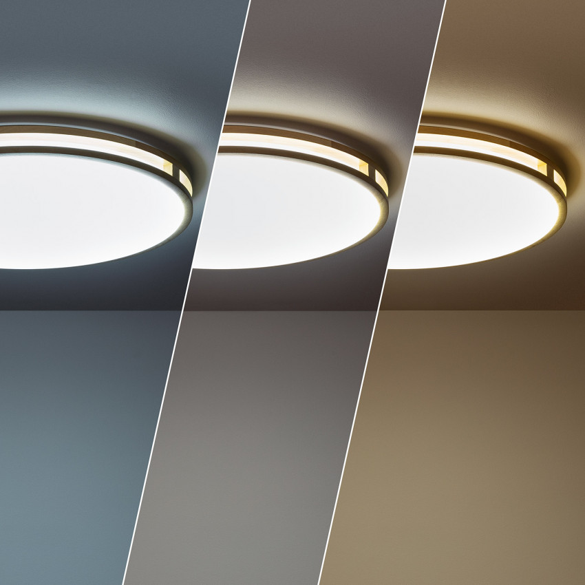 Produkt od Přisazené Stropní Kruhové 20W LED Svítidlo Donati ze Dřeva CCT dle Výběru Ø405 mm