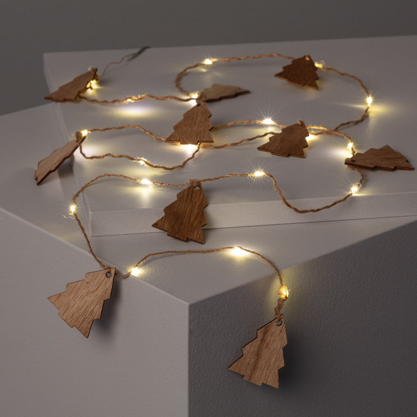 Product van Lichtsnoer  LED Kerstboom Hout op Batterijen 2,2m