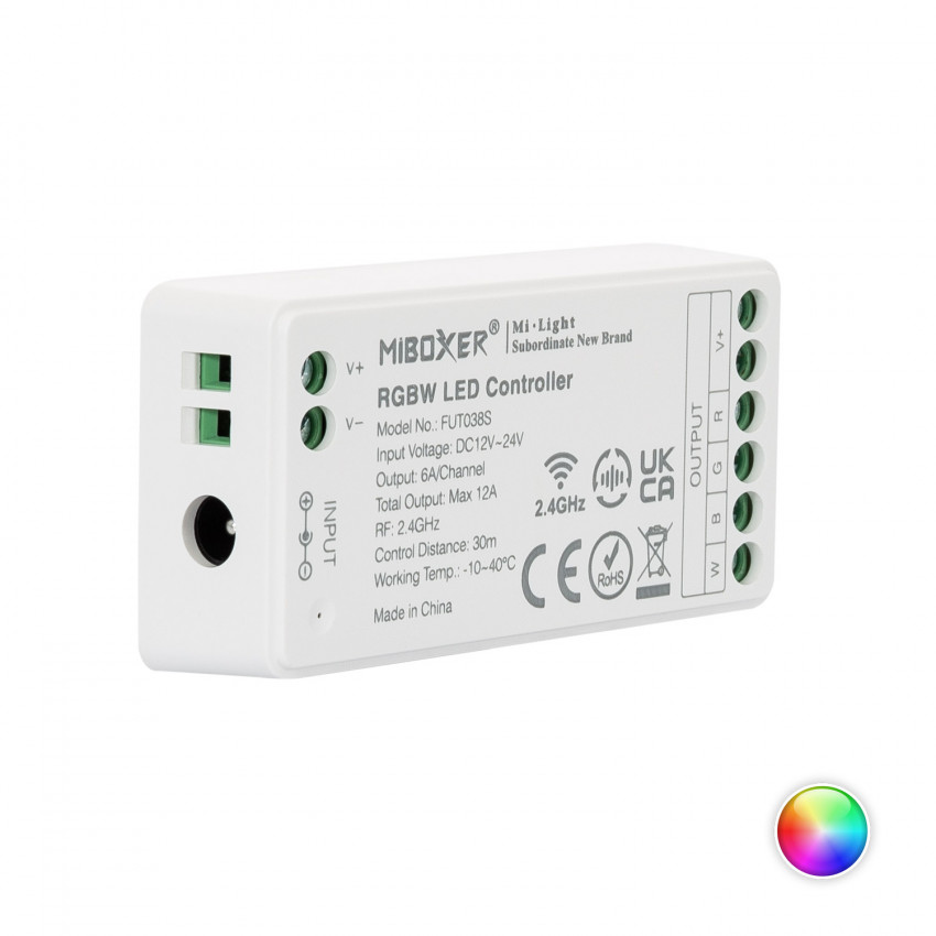 Produit de Contrôleur Variateur LED RGBW 12/24V DC MiBoxer FUT038S 