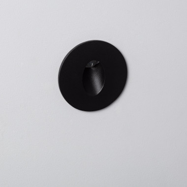 Balise LED 1W Encastrable au Mur Ronde Adam Noire