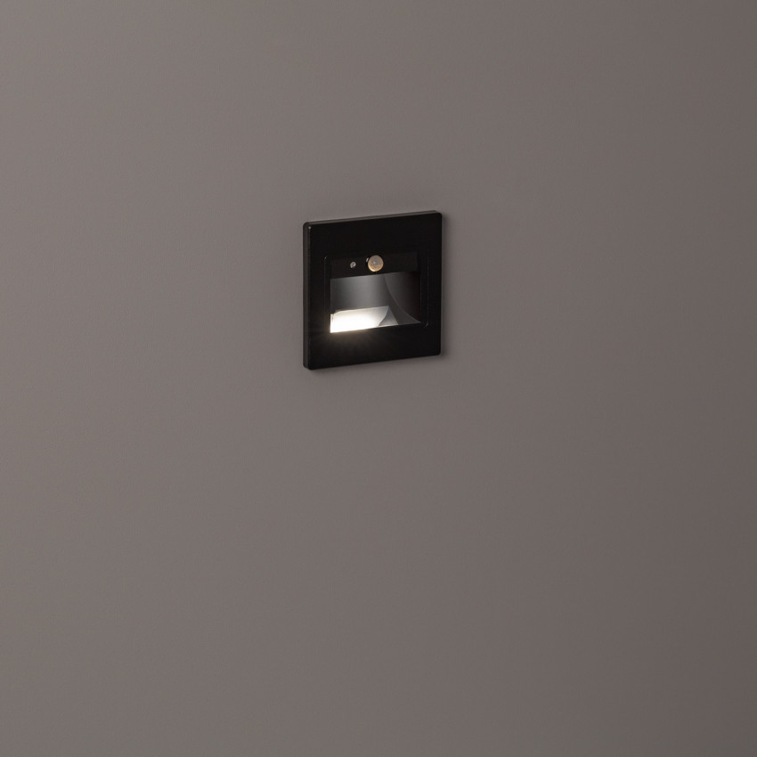Produit de Balise Murale LED Encastrable Bark 1.5W Noire avec Capteur PIR 