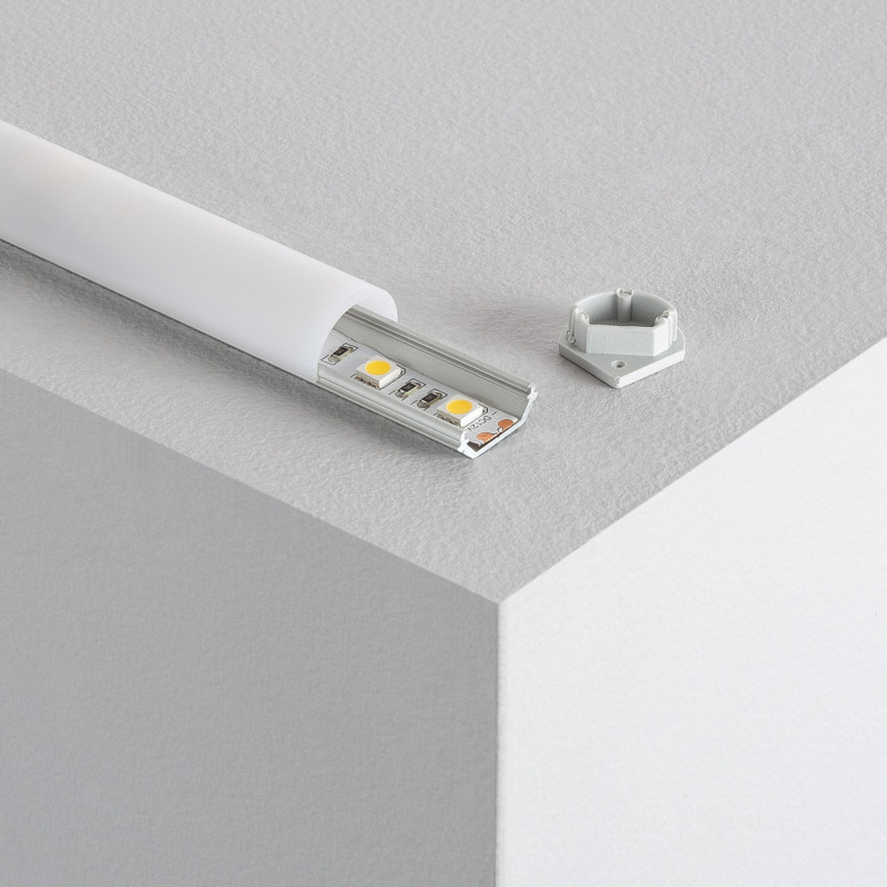 Aluminiumprofil Ecke 1m mit kreisförmiger Abdeckung für LED-Streifen bis 10mm