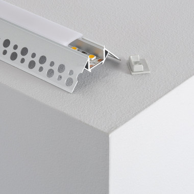 Profil Aluminiowy Zintegrowany Gips/Pladur Narożnikowy Zewnętrzny dla Taśm LED do 8 mm