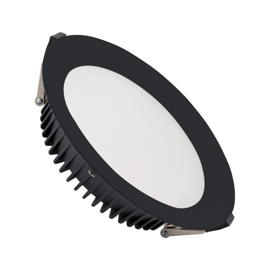 Product van Downlight LED 30W SAMSUNG New Aero Slim 130 lm/W Microprismatisch (UGR17) LIFUD Zwart  Zaagmaat Ø 200 mm 