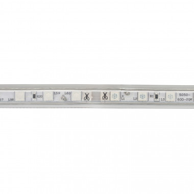 Product van LED Strip 220V AC 60 LED/m Blauw IP65 op Maat In te korten om de 100cm en 14 mm Breed