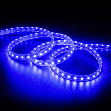 Product LED Strip 220V AC 60 LED/m Blauw IP65 op Maat In te korten om de 100cm en 14 mm Breed