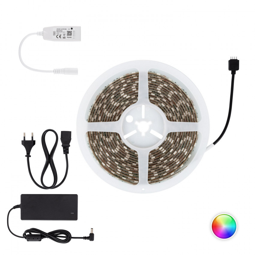 Product of 5m 12V DC RGB LED Strip Kit 60LED/m with WiFi Controller and Power Supply