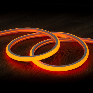 Neon LED Pásek 7.5 W/m Stmívatelné 220V AC 120 LED/m Půlkruhové 180º Oranžová IP67 Střih každých 100 cm
