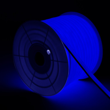 Product van Neon LED  Rol 7,5 W/m Dimbaar 220V AC 120 LED/m  Halfrond 180º Blauw IP67 in te korten Elke 100 cm