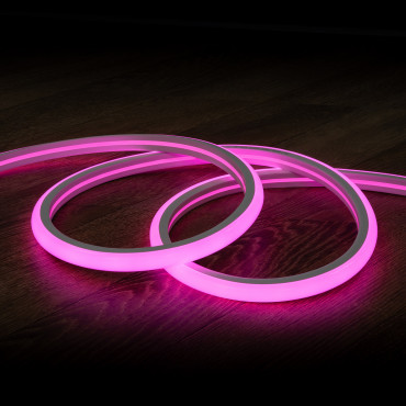 Product Neon LED Pásek 7.5 W/m Stmívatelné 220V AC 120 LED/m Půlkruhové 180º Růžová IP67 Střih každých 100 cm 
