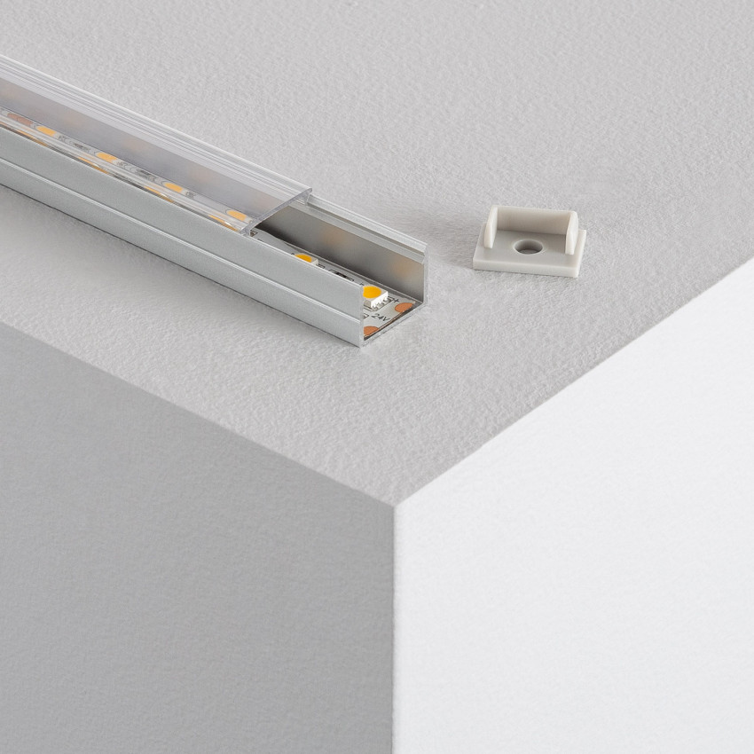 Product van Aluminium profiel Opbouw met doorlopende afdekking voor LED strips tot 16 mm 