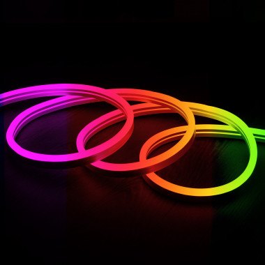 Neon LED RGB  Pásek 7.5 W/m Stmívatelné 220V AC 120 LED/m Půlkruhové 180º IP67 Střih každých 100 cm
