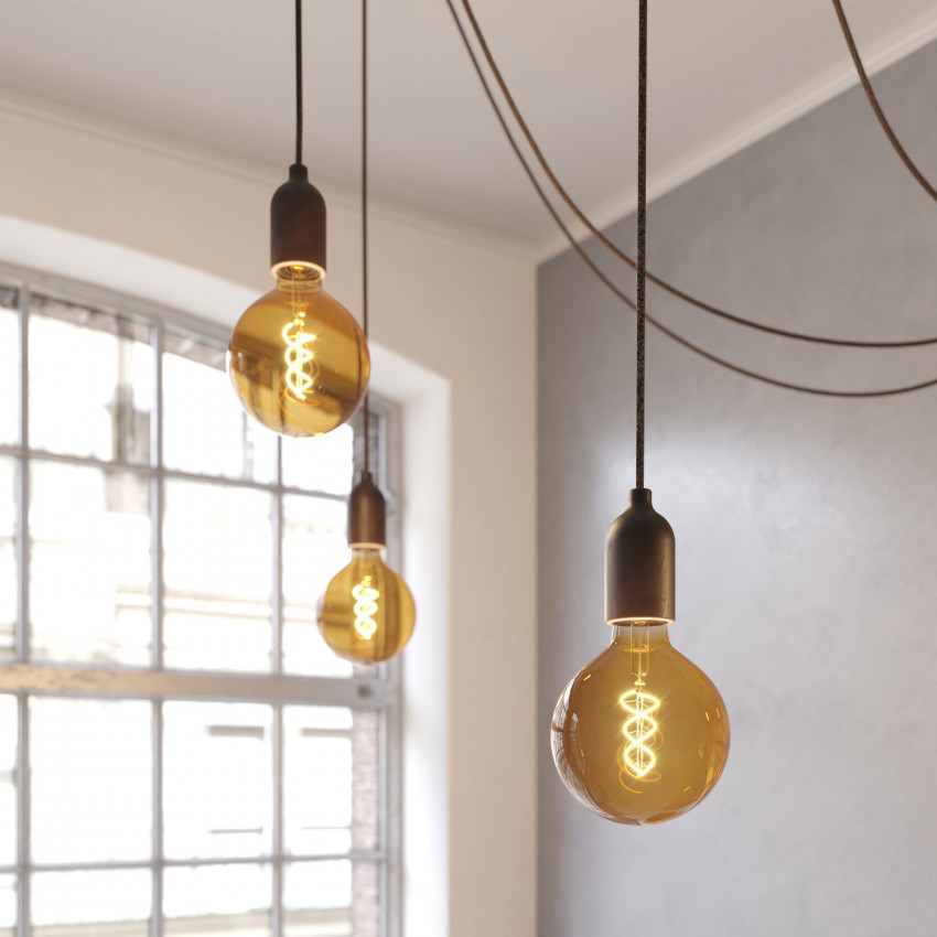 Product of Spider Wood & Cloth Pendant Lamp Creative-Cables SPL114RN06DCGL 