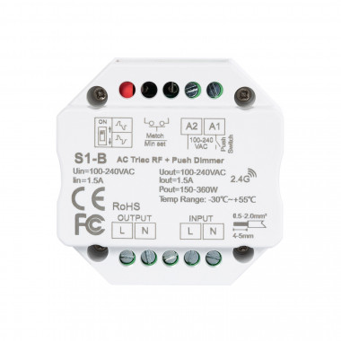 LED Stmívač TRIAK kompatibilní s RF Dálkovým ovladačem a Tlačítkovým spínačem