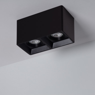 Double Sided Square Ceiling Lamp in Black with GU10 Space Bulb