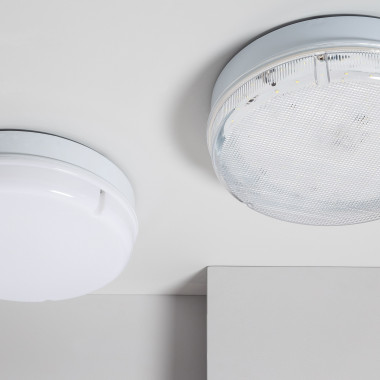 Product van Plafondlamp LED 24W Rond Outdoor Ø285 mm IP65 met niet Permanent Noodverlichting Hublot Transparant  
