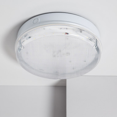 Venkovní Přisazené Stropní LED Svítidlo 24W Kruhové Ø285 mm IP65 s Nouzovým Světlem Hublot Průhledné
