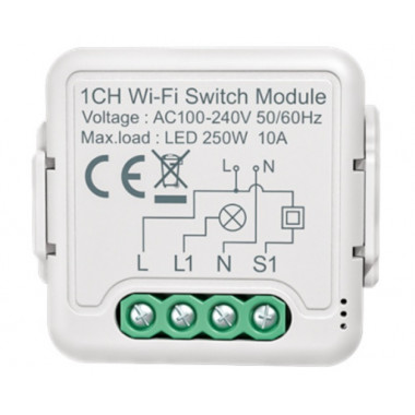 WiFi Switch Compatible with Conventional Switch and Push Buttons