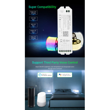 Product of MiBoxer 5 in 1 WiFi LED Controller for Monochrome/CCT/RGB/RGBW/RGBW/RGBWW 12/24V DC LED Strip 