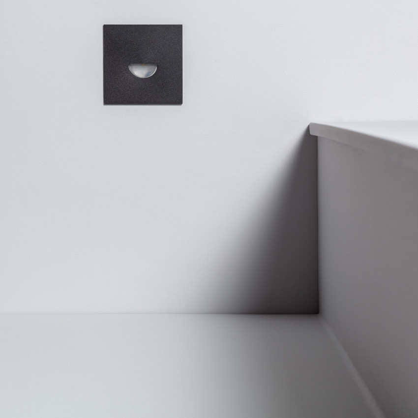 Product of 2W Guell Square Aluminium LED Wall Spotlight in Black IP65