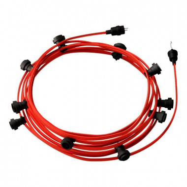 Product van Licht Slinger Outdoor Lumet System 12,5m met 10 E27 Fittingen Zwart  Creative-Cables CATE27N125 