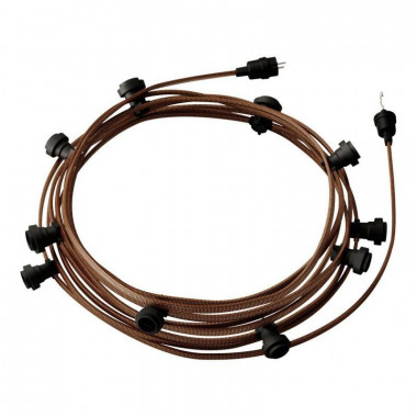 Product van Licht Slinger Outdoor Lumet System 12,5m met 10 E27 Fittingen Zwart  Creative-Cables CATE27N125 