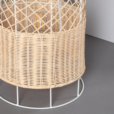 Lampada Da Pavimento In Metallo Rattan 50x50x128 Naturale